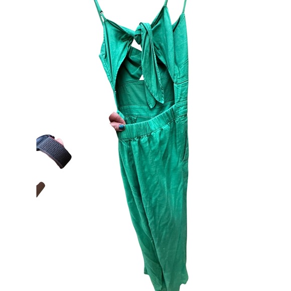 Maeve Anthropologie Green Jumpsuit Cutout Tie Back Sleeveless Size‎ 4P - Picture 7 of 12